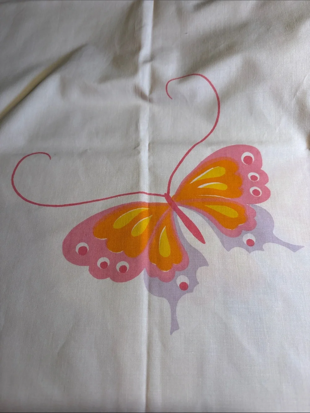 Vintage Pink Hamae Mori Cotton Butterfly Print Pillowcase FF